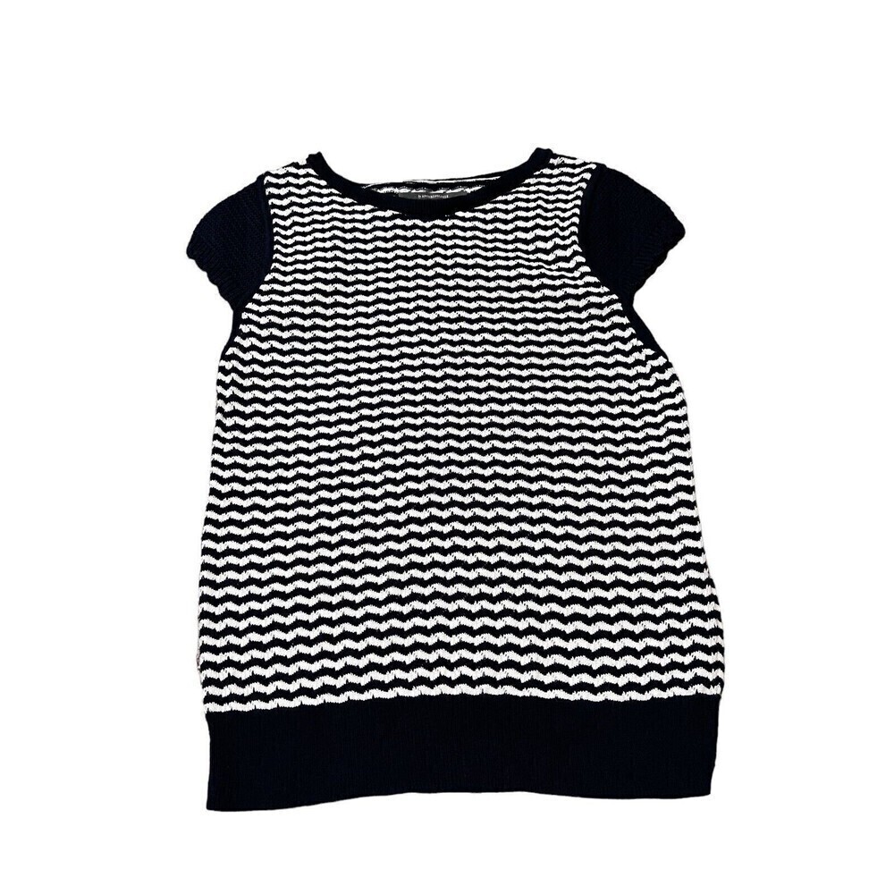 Anthropology THML Women's Shirt Top Navy Blue /Ivory Knit Top Sweater Size XS